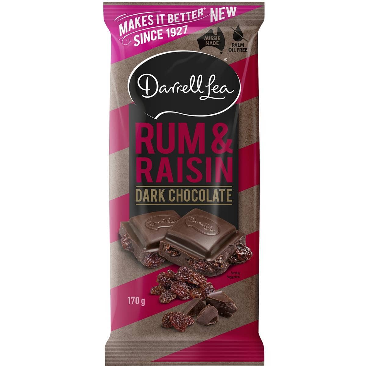 Darrell Lea Block Rum & Raisin Dark 170g