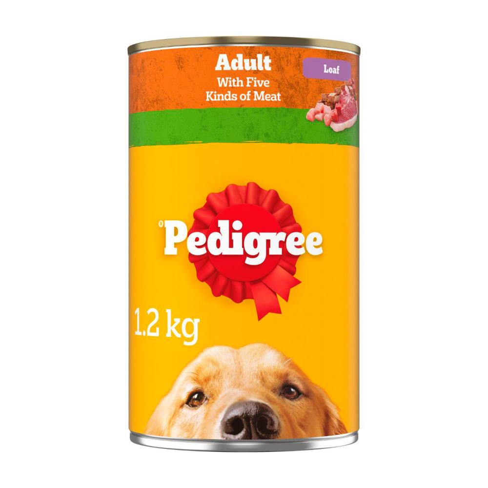 Pedigree Adult Wet Dog Food with Five Kinds of Meat Loaf Can 1.2kg