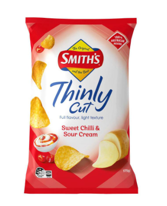 Smith's Thinly Cut Potato Chips Share Pack Sweet Chilli & Sour Cream 175g