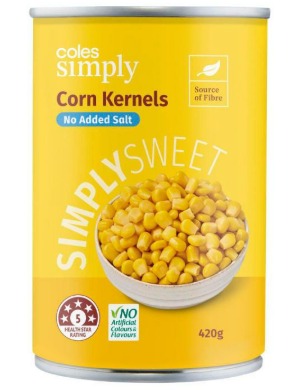 Coles Corn Kernels No Added Salt 420g