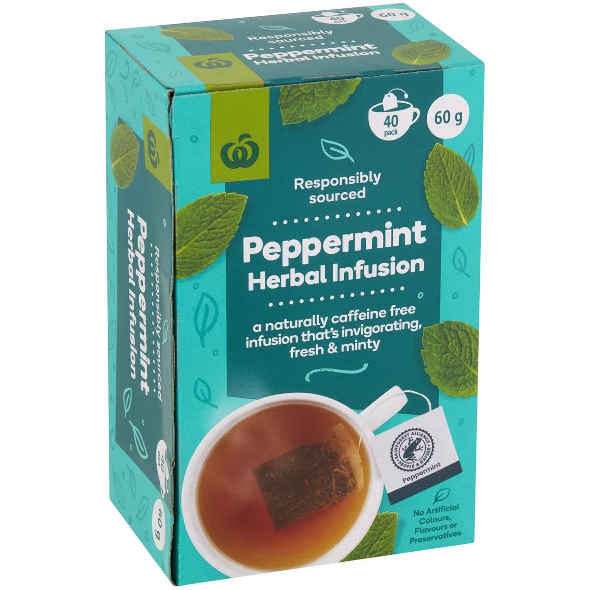 Woolworths Tea Herbal Infusion Peppermint (40pk) 60g