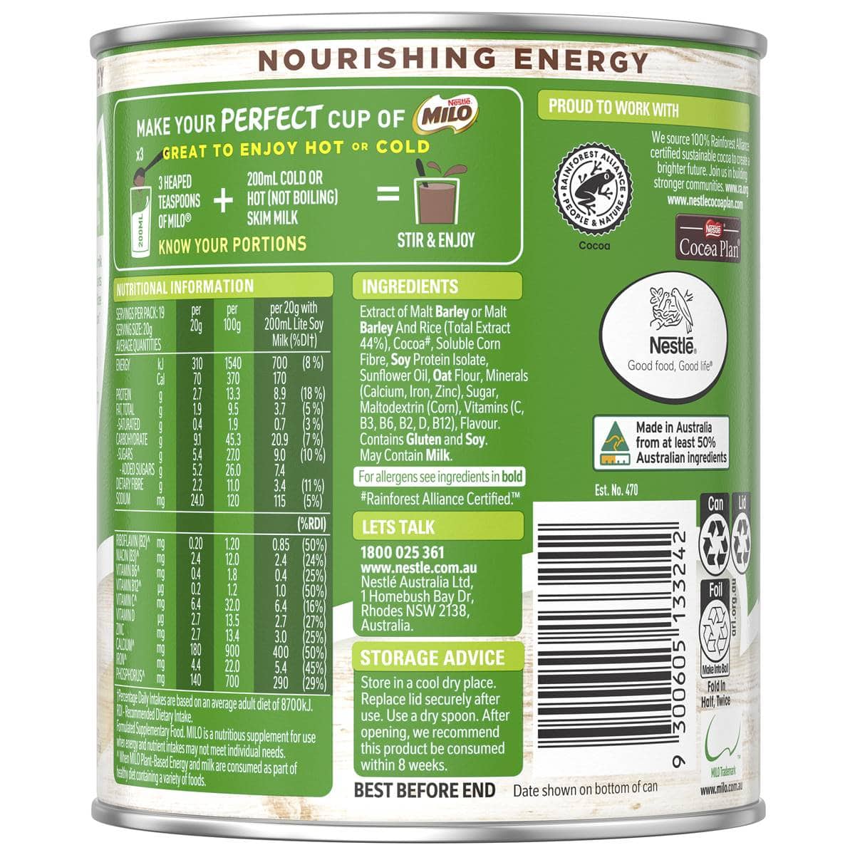 Nestle Milo Plant Based 395g