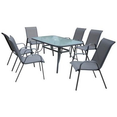 Marquee 7 Piece Steel Sling Back Outdoor Setting 1x6