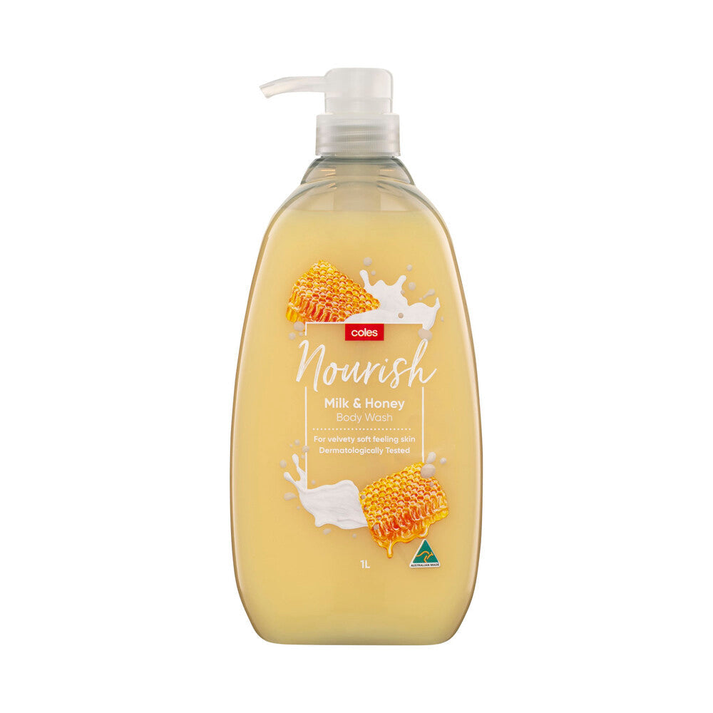 Coles Nourish Milk & Honey Body Wash  1L