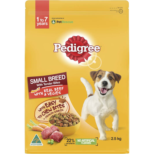Pedigree Real Beef With Vegies Small Breed Dry Dog Food  2.5kg