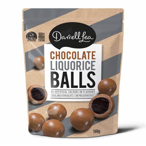 Darrell Lea Chocolate Chewy Liquorice Balls Milk Chocolate 160g